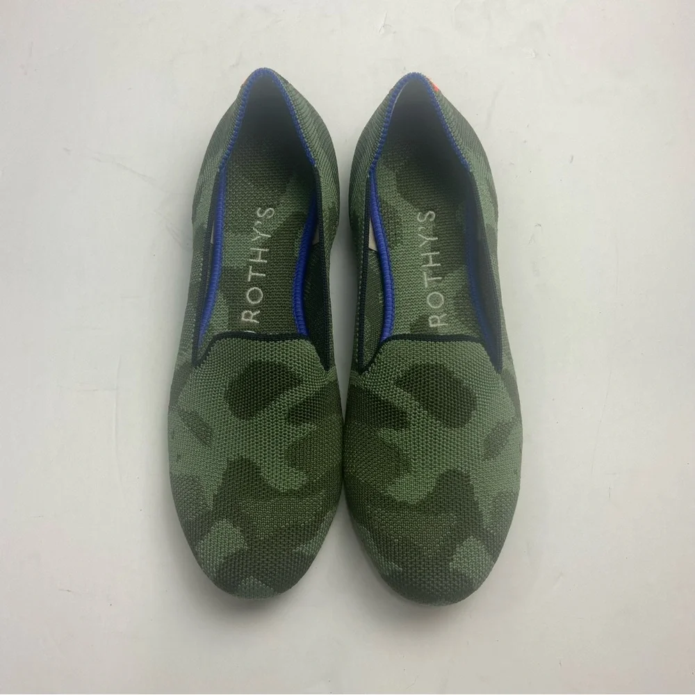 Rothy's The Loafer Women's Size US 7‎ Olive Camo Almond Toe Flat Slip On Shoes